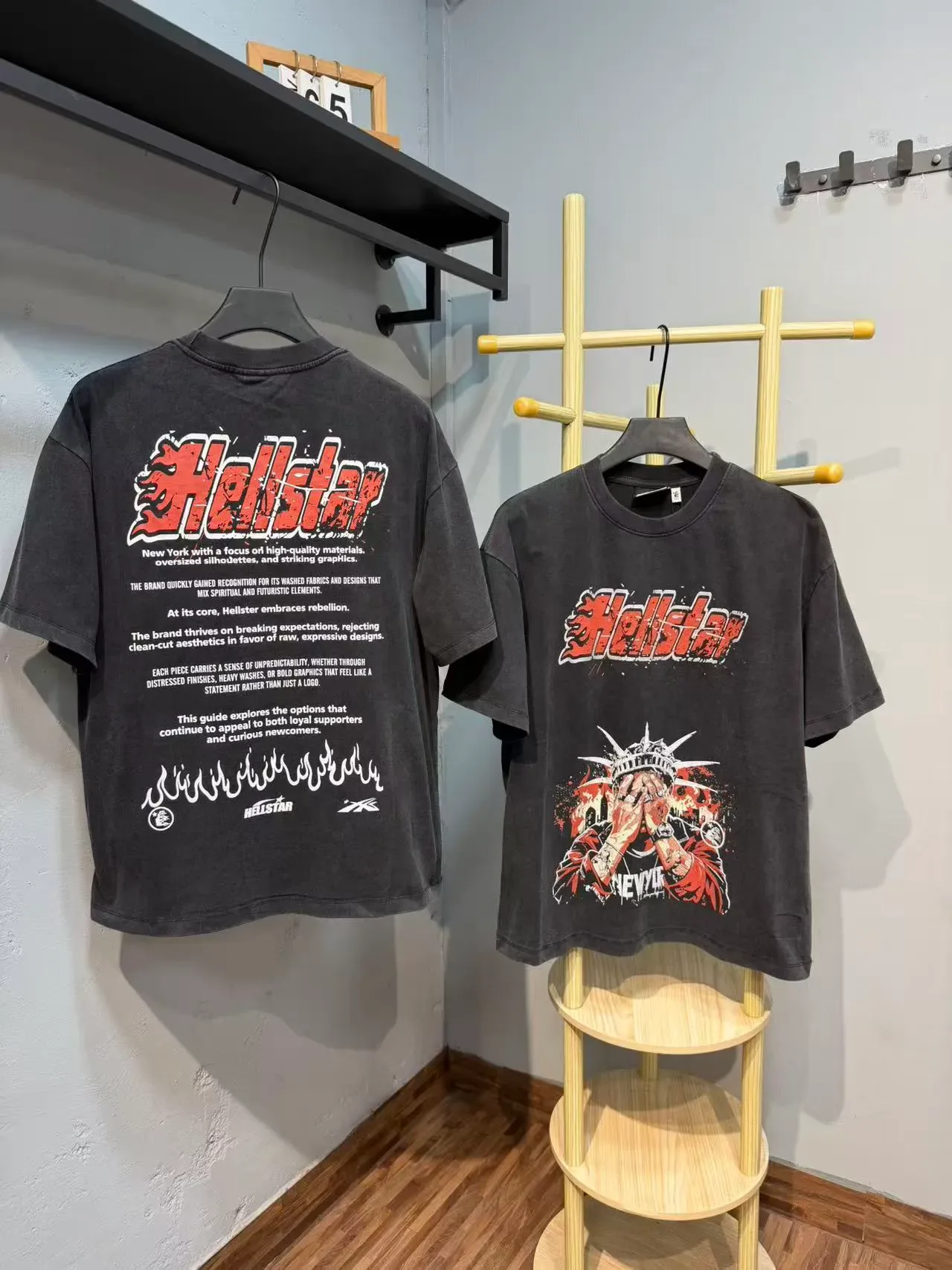 Hellstar Graphic Print Washed Black T-Shirt 5