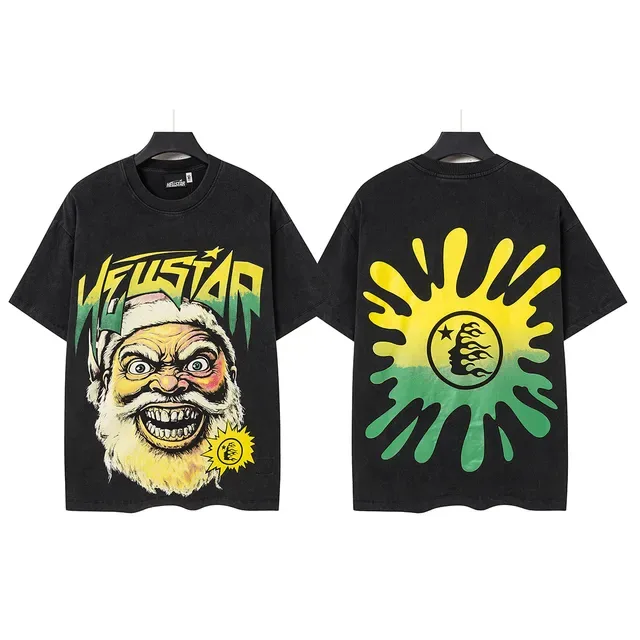 Hellstar Oversized Acid-Wash Black Graphic T-Shirt 2
