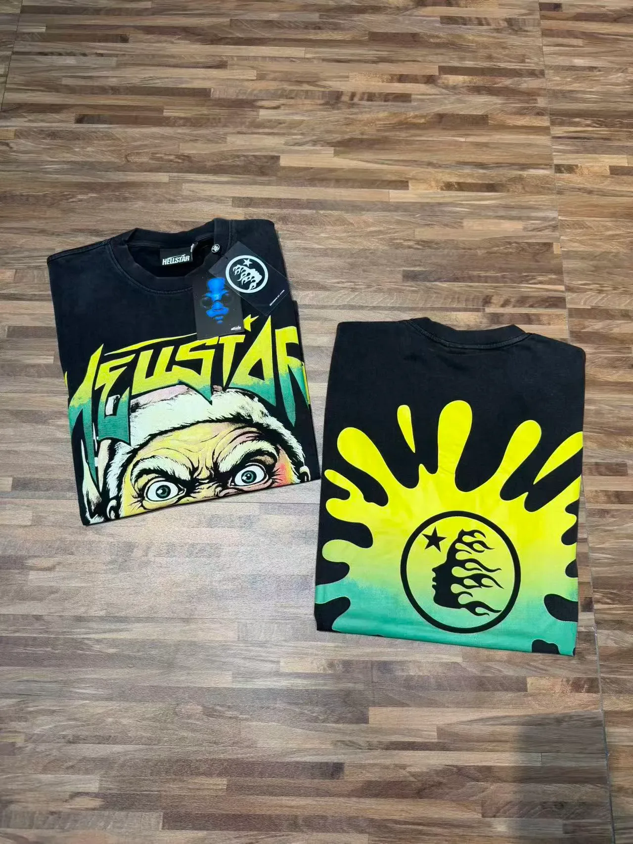 Hellstar Oversized Acid-Wash Black Graphic T-Shirt 6