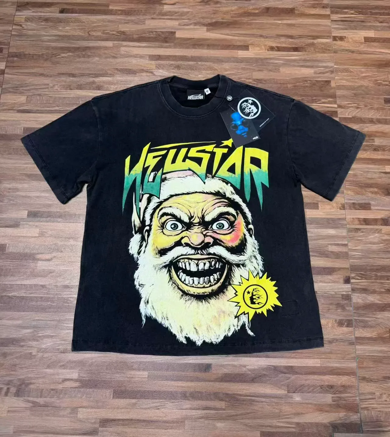 Hellstar Oversized Acid-Wash Black Graphic T-Shirt 7