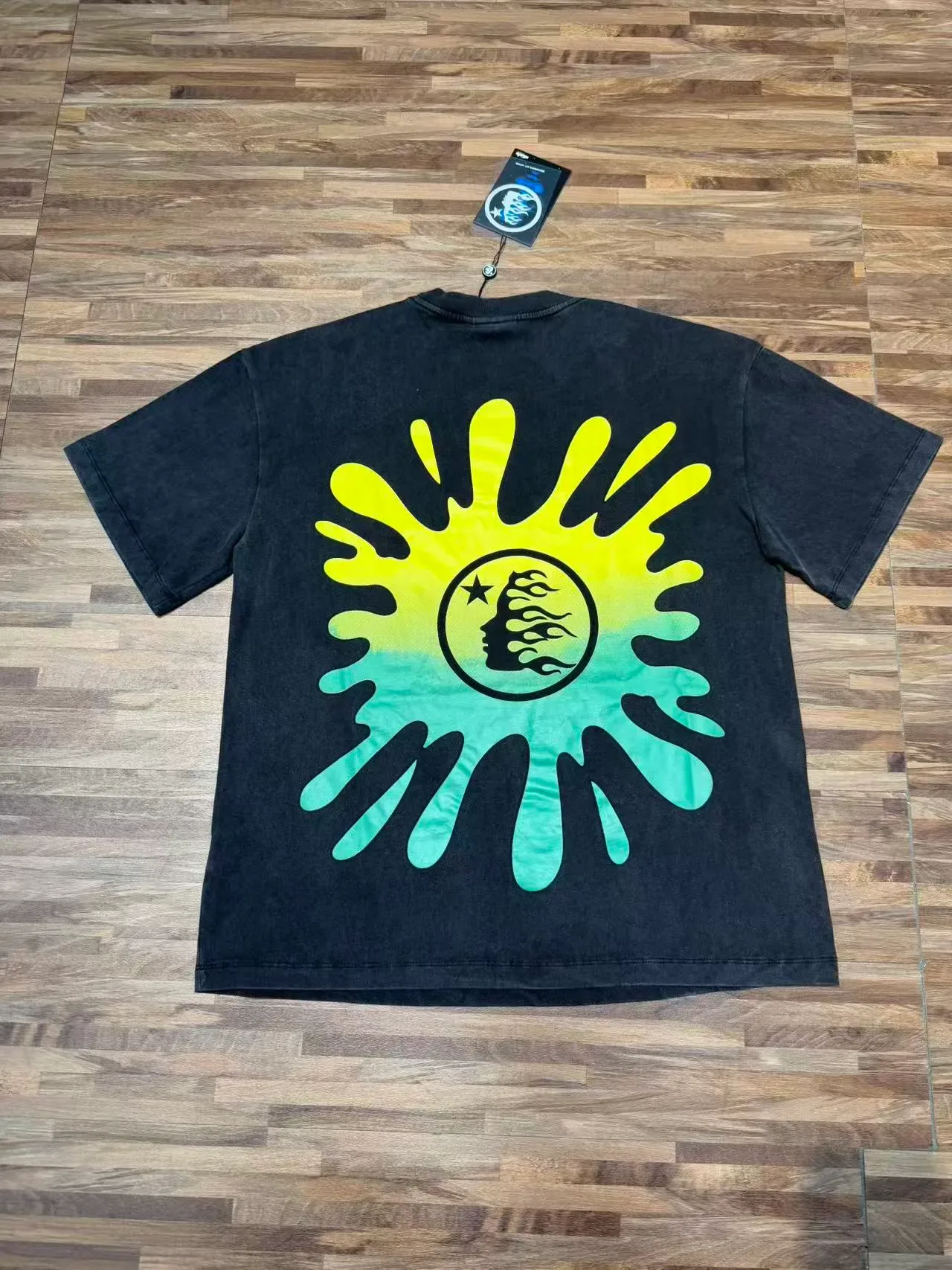 Hellstar Oversized Acid-Wash Black Graphic T-Shirt 8