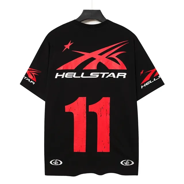 Hellstar सफेद लाल ग्राफिक प्रिंट क्रू नेक टी-शर्ट 4