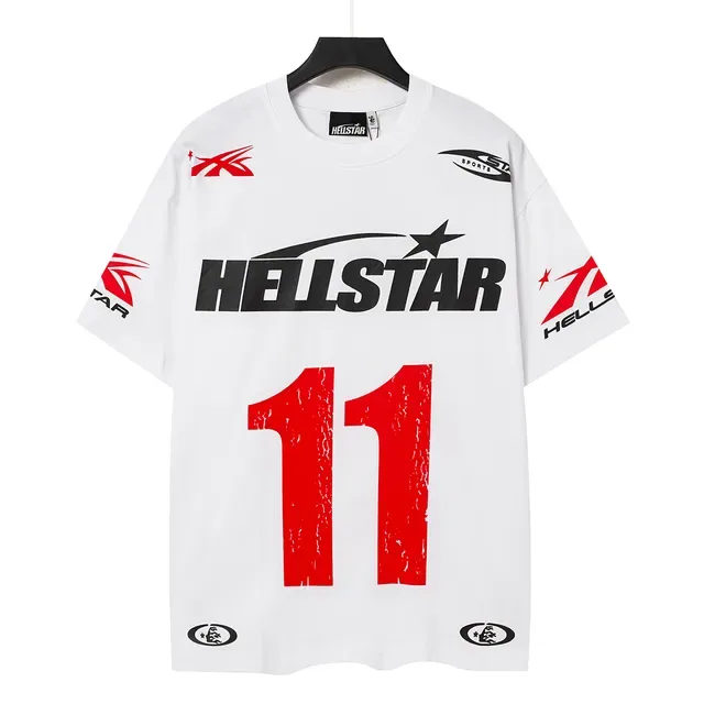 Hellstar सफेद लाल ग्राफिक प्रिंट क्रू नेक टी-शर्ट 7