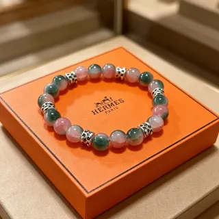 Hermès Beaded Multistone Pink and Green Bracelet