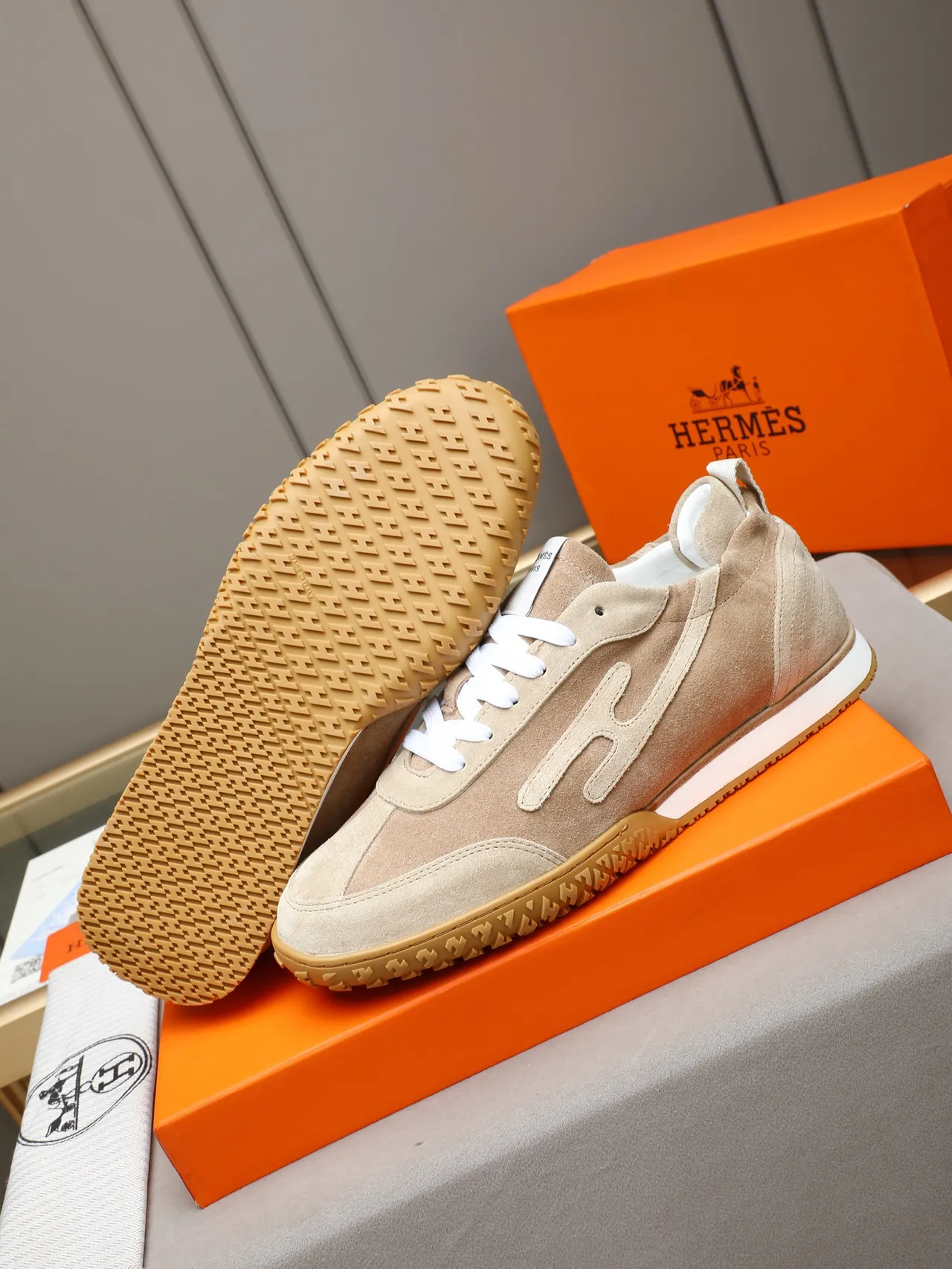 Hermès Beige Suede Lifestyle Sneaker 4