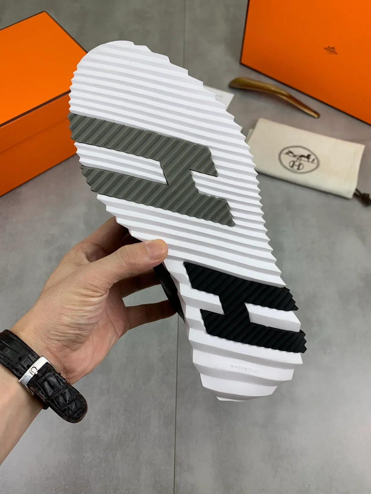 Hermès Black Leather and Suede Lifestyle Sneaker 3