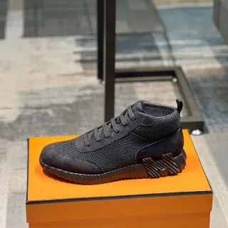 Hermès Tênis Lifestyle Preto de malha camurça de topo alto