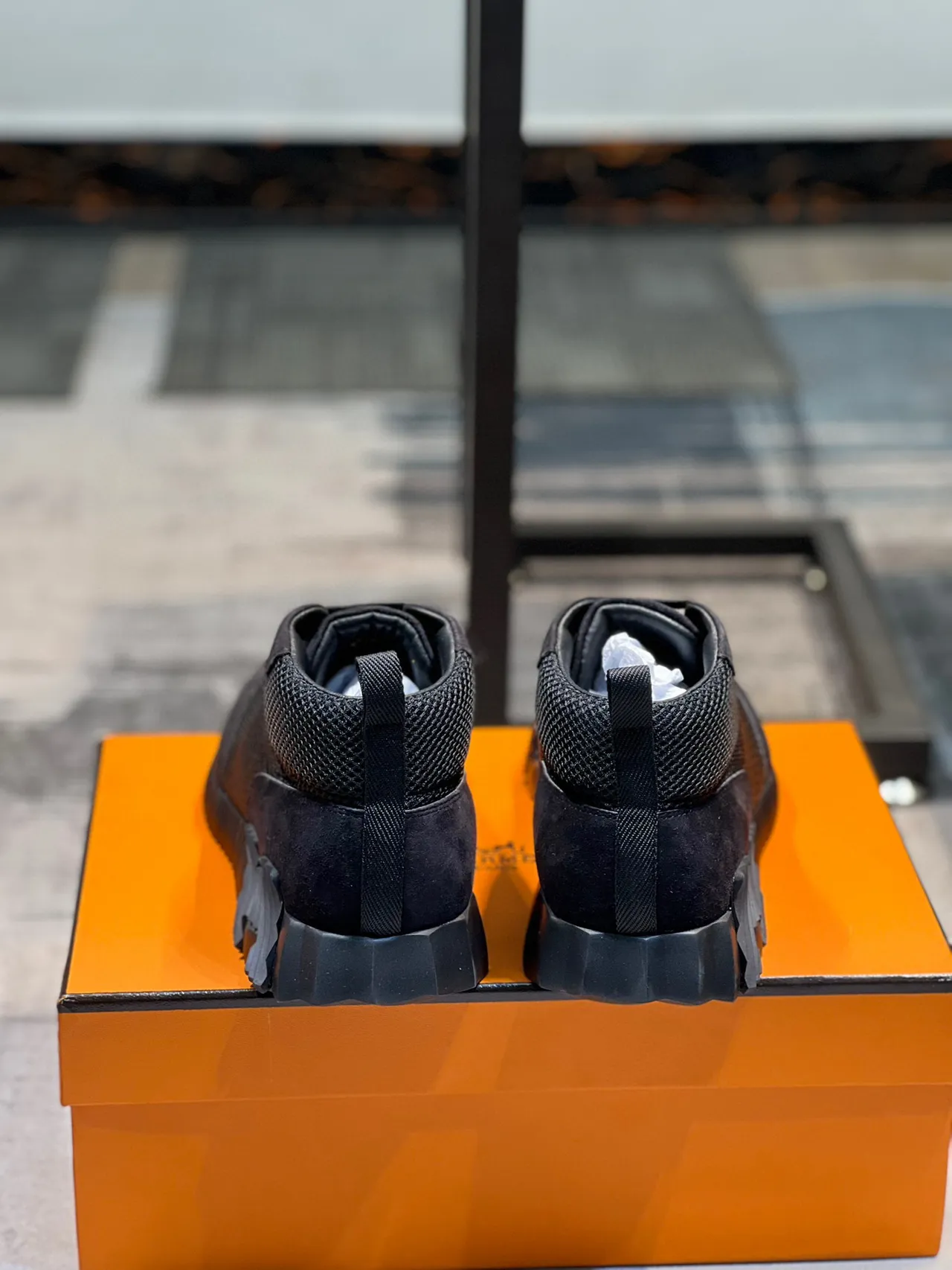 Hermès Black Mesh-Suede High-Top Lifestyle Sneaker 2