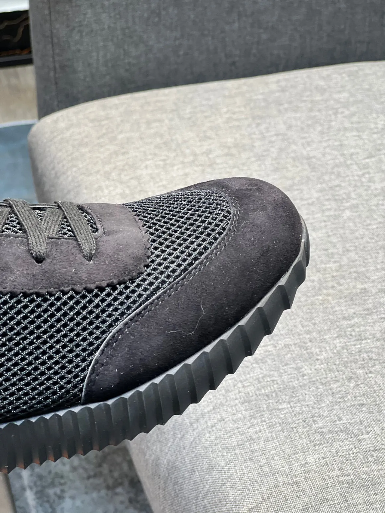 Hermès Black Mesh-Suede High-Top Lifestyle Sneaker 3