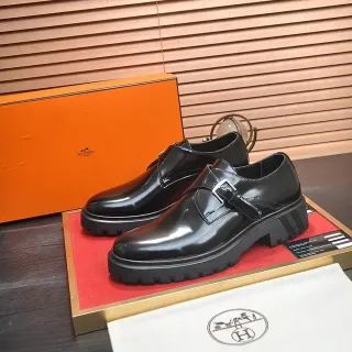 Hermès Buckled Monk Shoe Black Patent Leather Monk Shoes