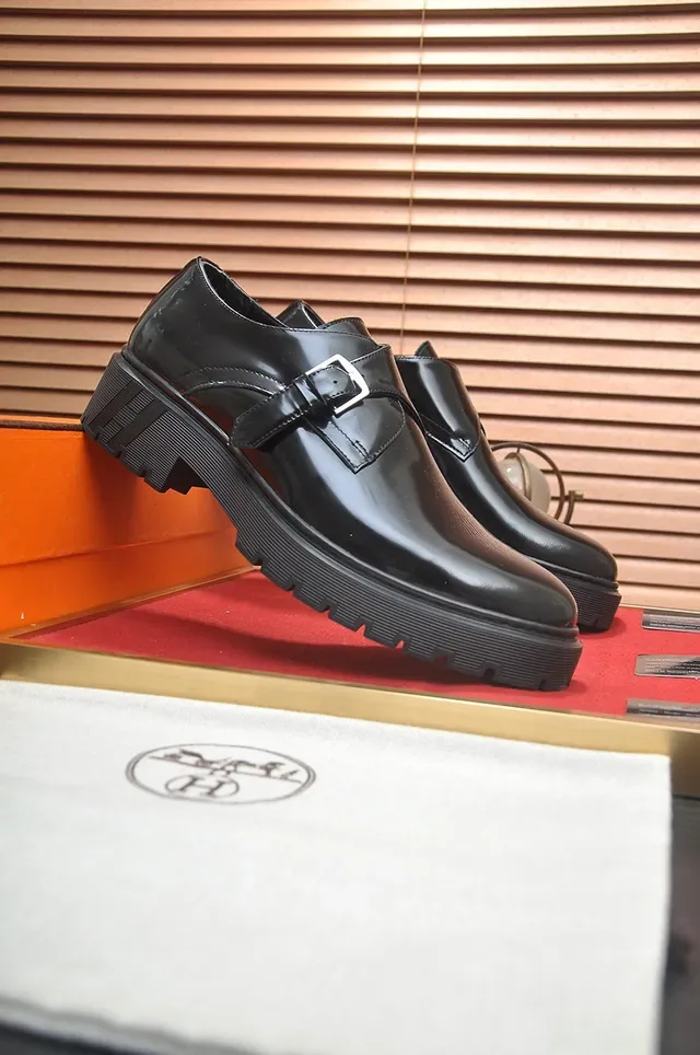Hermès Buckled Monk Shoe Black Patent Leather Monk Shoes 3