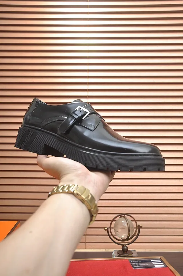 Hermès Buckled Monk Shoe Black Patent Leather Monk Shoes 4