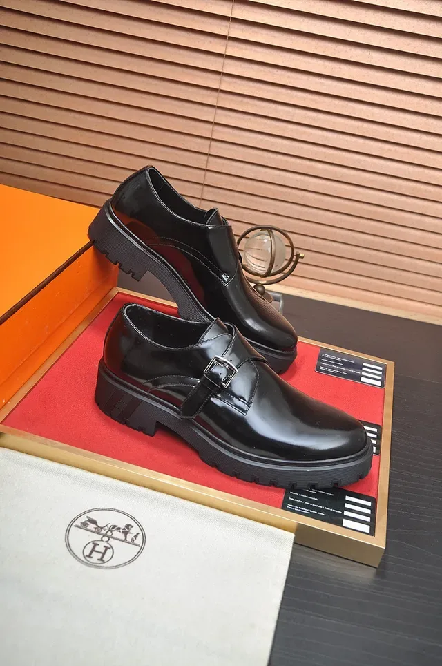 Hermès Buckled Monk Shoe Black Patent Leather Monk Shoes 6