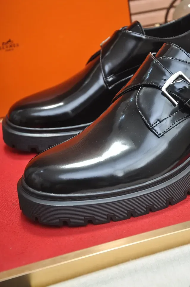 Hermès Buckled Monk Shoe Black Patent Leather Monk Shoes 8
