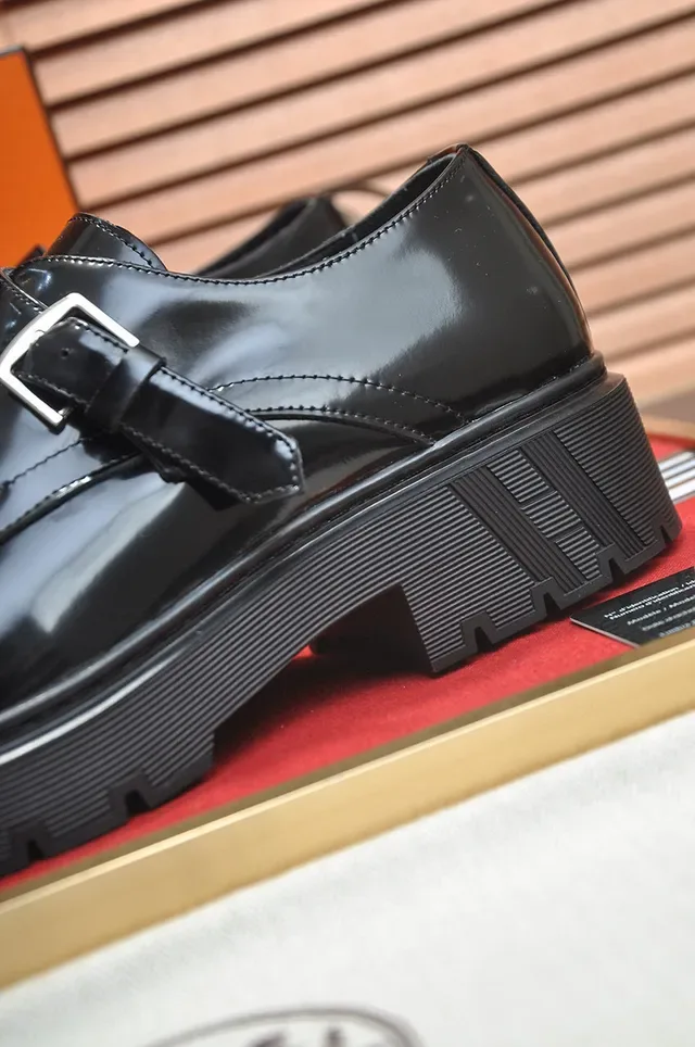 Hermès Buckled Monk Shoe Black Patent Leather Monk Shoes 9