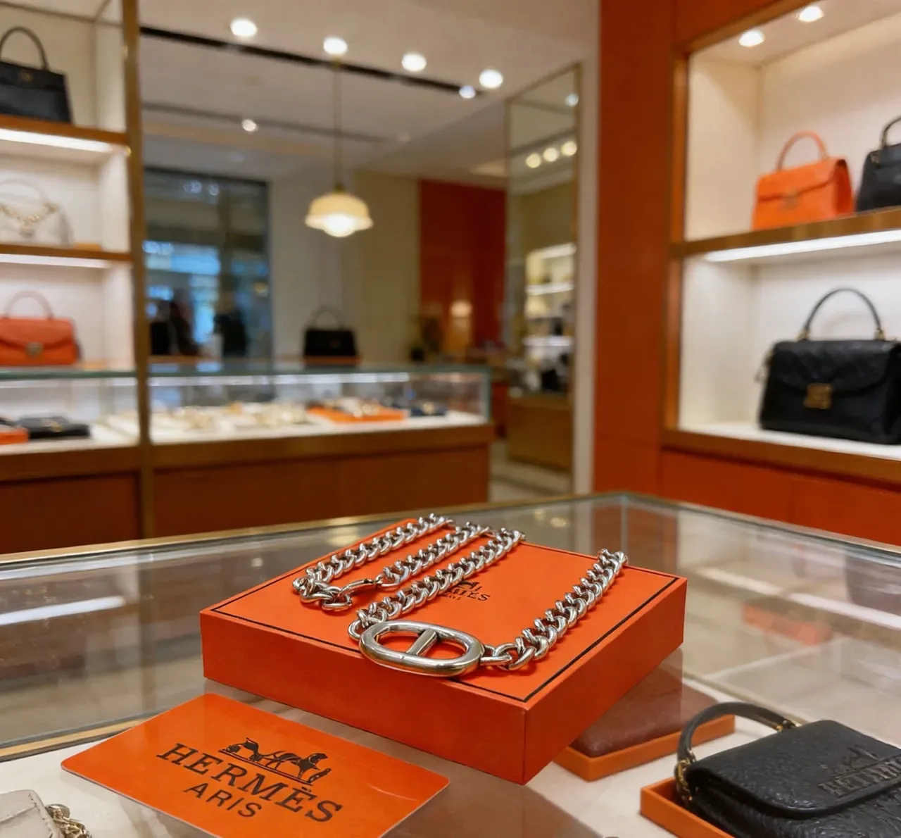 Hermès Chaine d'Ancre Silver Chunky Curb-Link Chain Double-H Oval Toggle Clasp Necklace 2