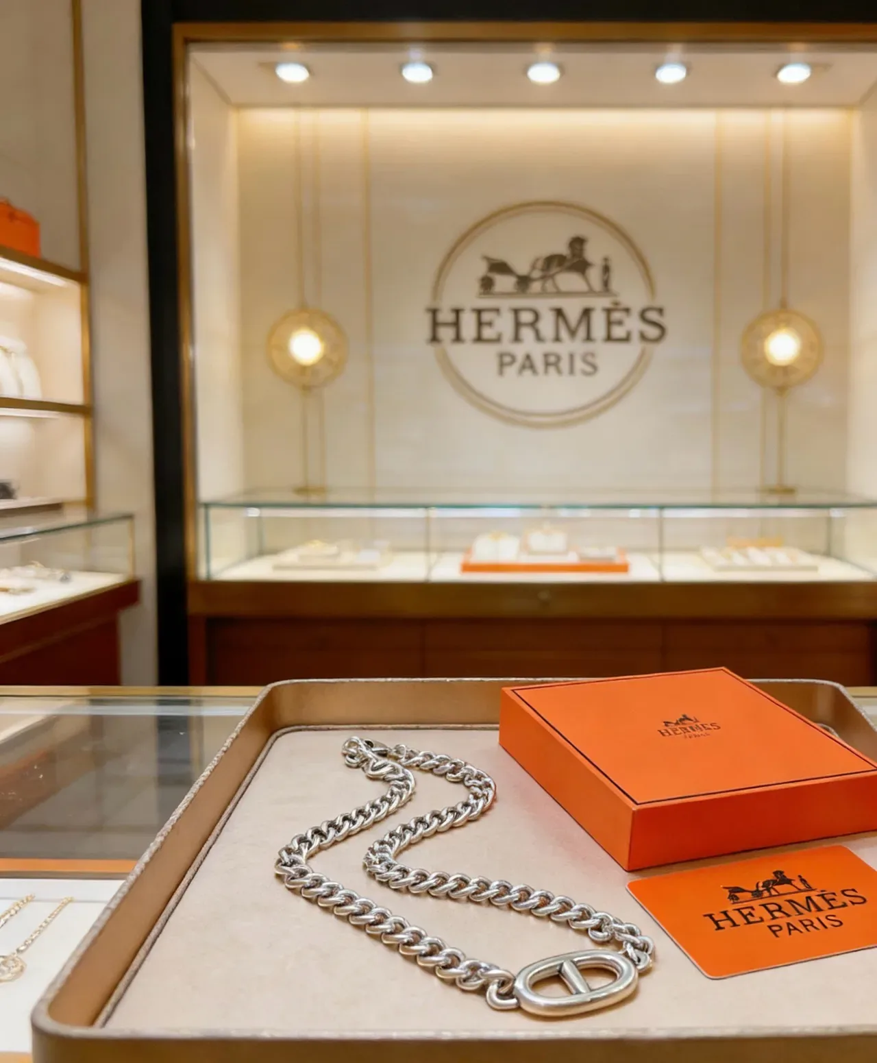 Hermès Chaine d'Ancre Silver Chunky Curb-Link Chain Double-H Oval Toggle Clasp Necklace 4