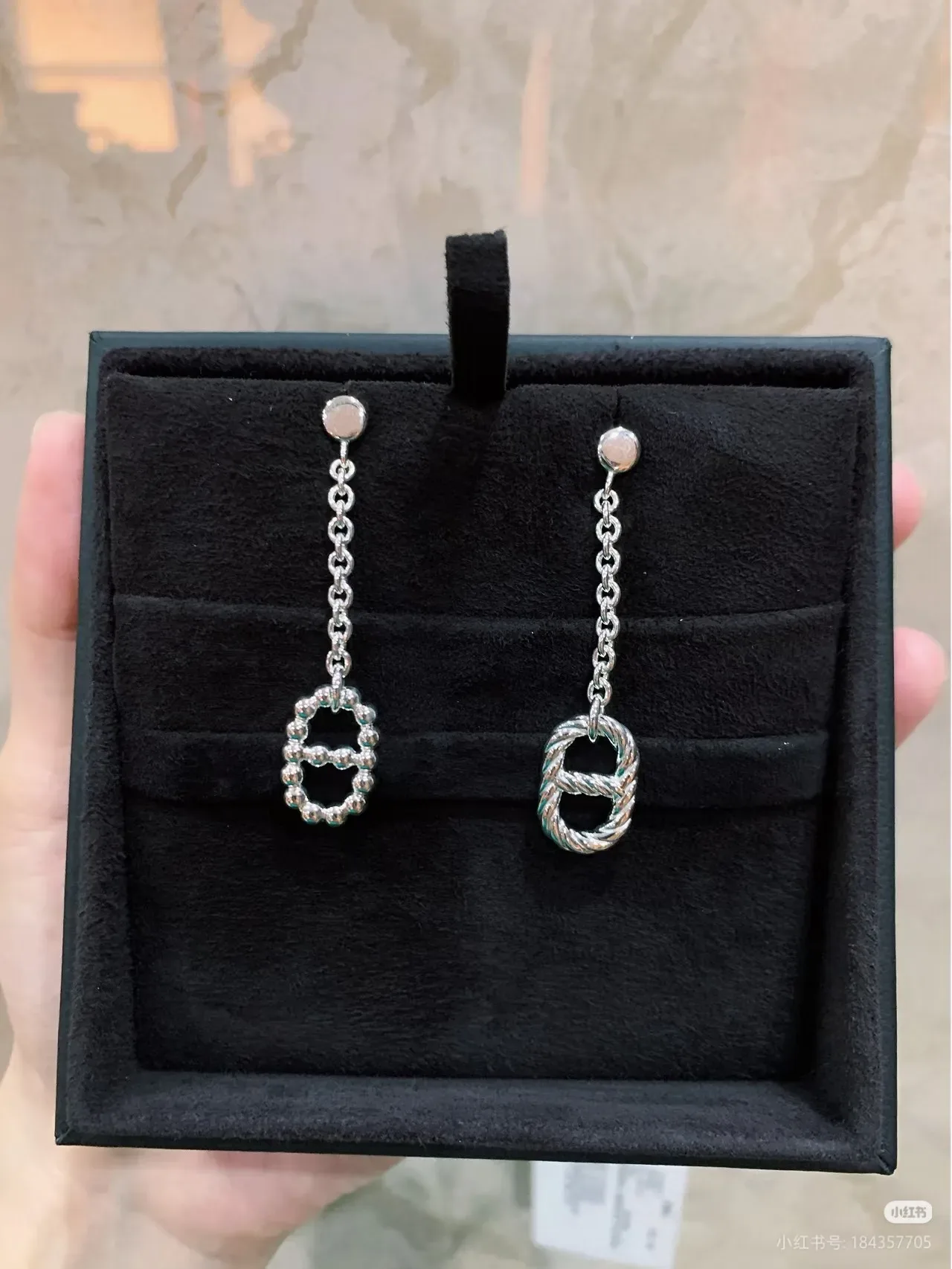 Hermès Chaîne d'Or and Chaine d'Ancre Silver Drop Earrings 5