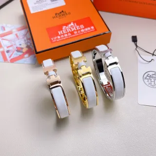 Hermès Clic H Bracelet White Ceramic Rose Gold Silver Gold Bracelets