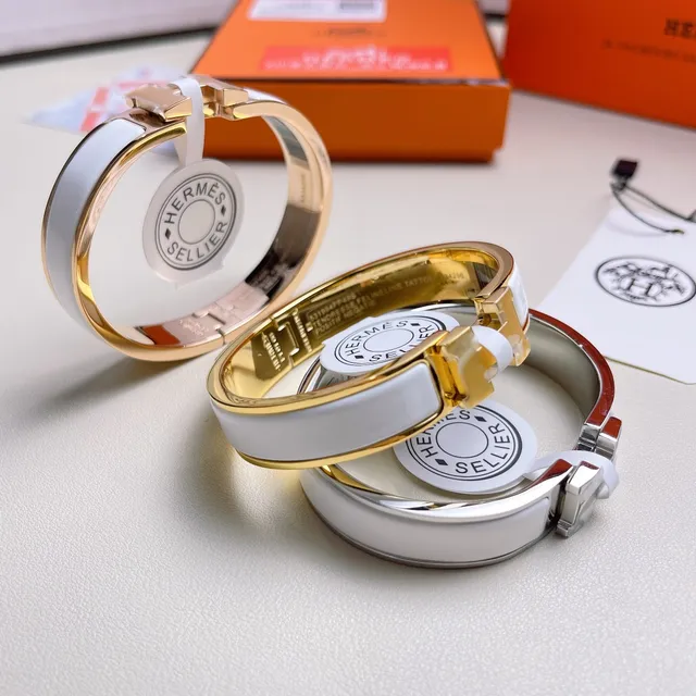 Hermès Clic H Bracelet Céramique blanche Or rose Or argent Bracelets 3