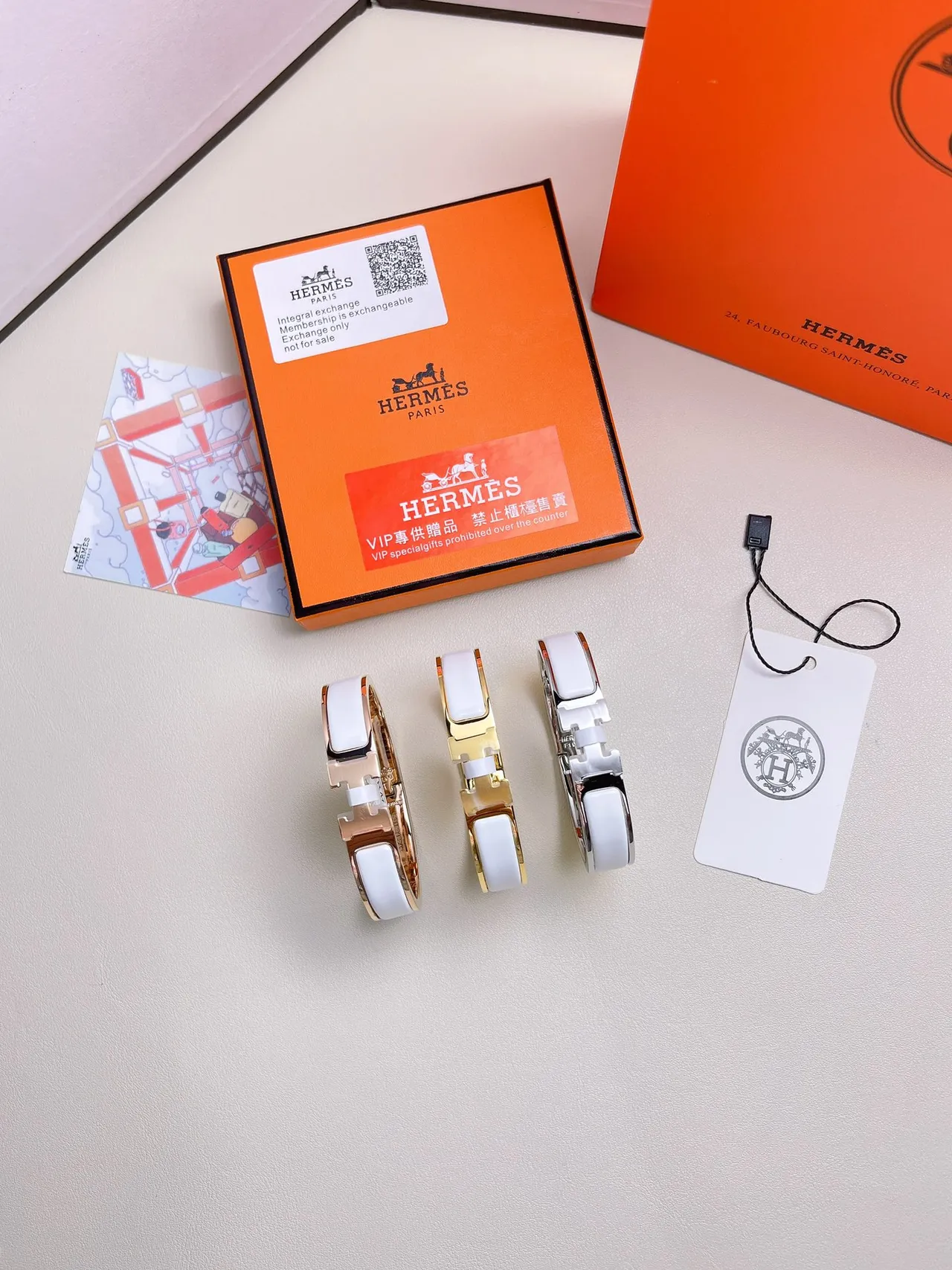 Hermès Clic H Bracelet Céramique blanche Or rose Or argent Bracelets 5