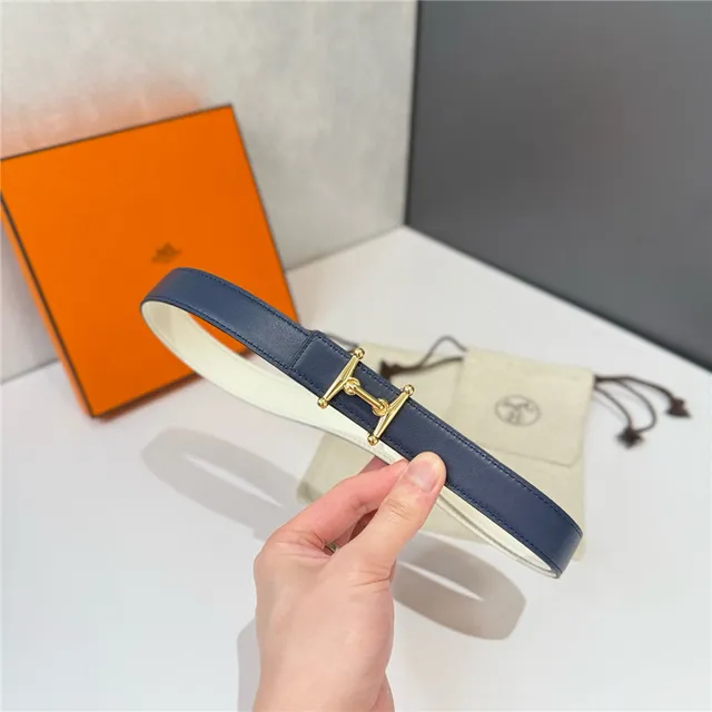 Hermès Constance Orange Black Narrow Strap H-Shaped Metal Buckle Leather Belt 14