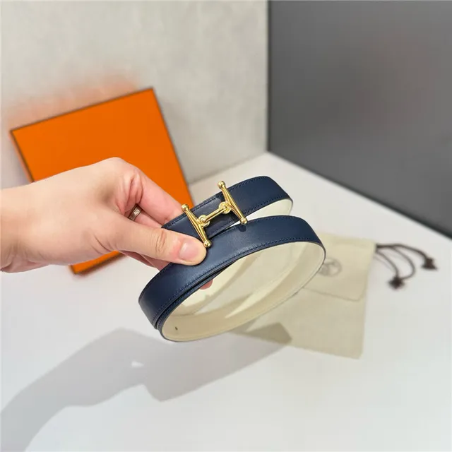 Hermès Constance Orange Black Narrow Strap H-Shaped Metal Buckle Leather Belt 15