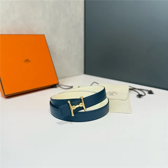 Hermès Constance Orange Black Narrow Strap H-Shaped Metal Buckle Leather Belt 16