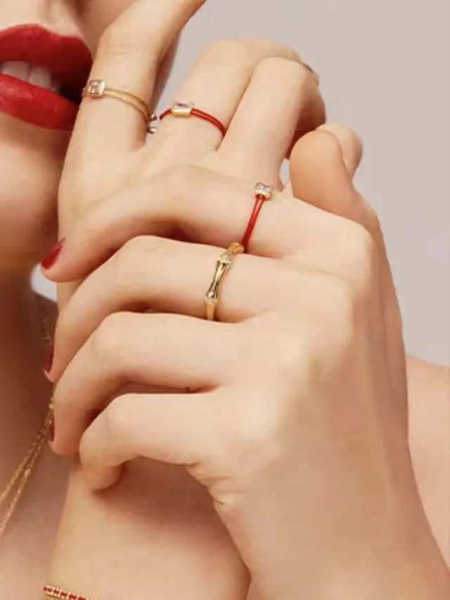 Hermès Gold Red Thin Twisted Cord Rectangular Bezel Bracelet 2
