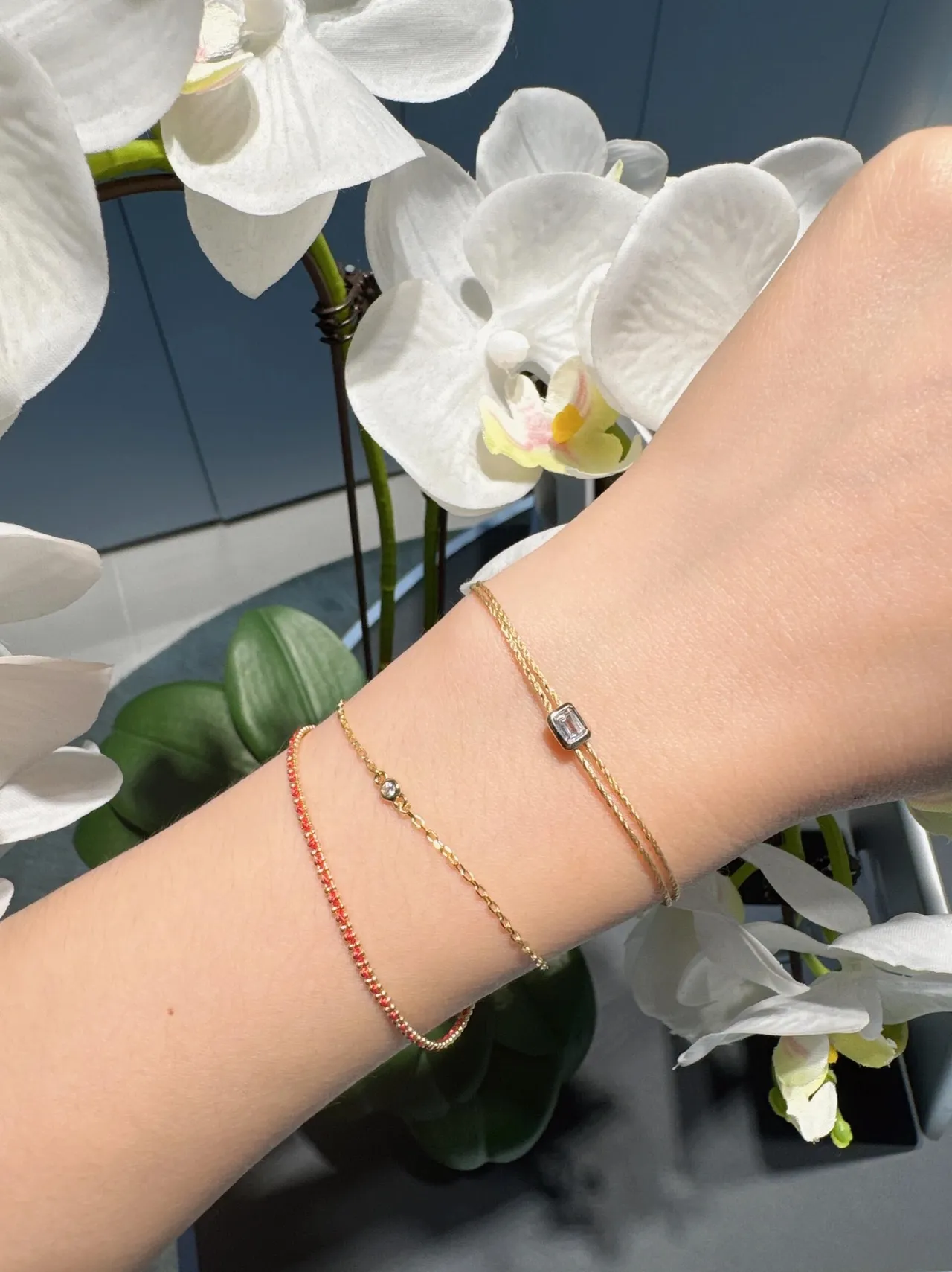Hermès Gold Red Thin Twisted Cord Rectangular Bezel Bracelet 5