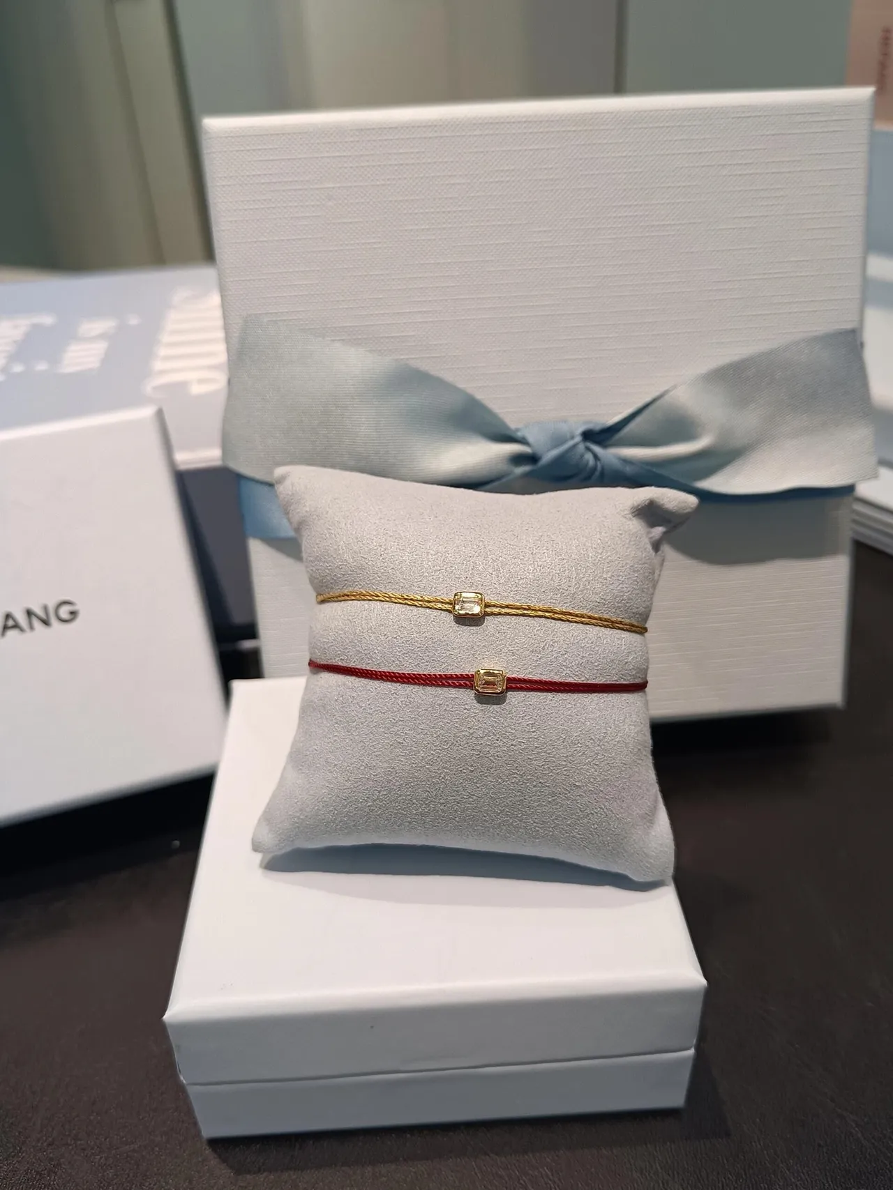 Hermès Gold Red Thin Twisted Cord Rectangular Bezel Bracelet 9