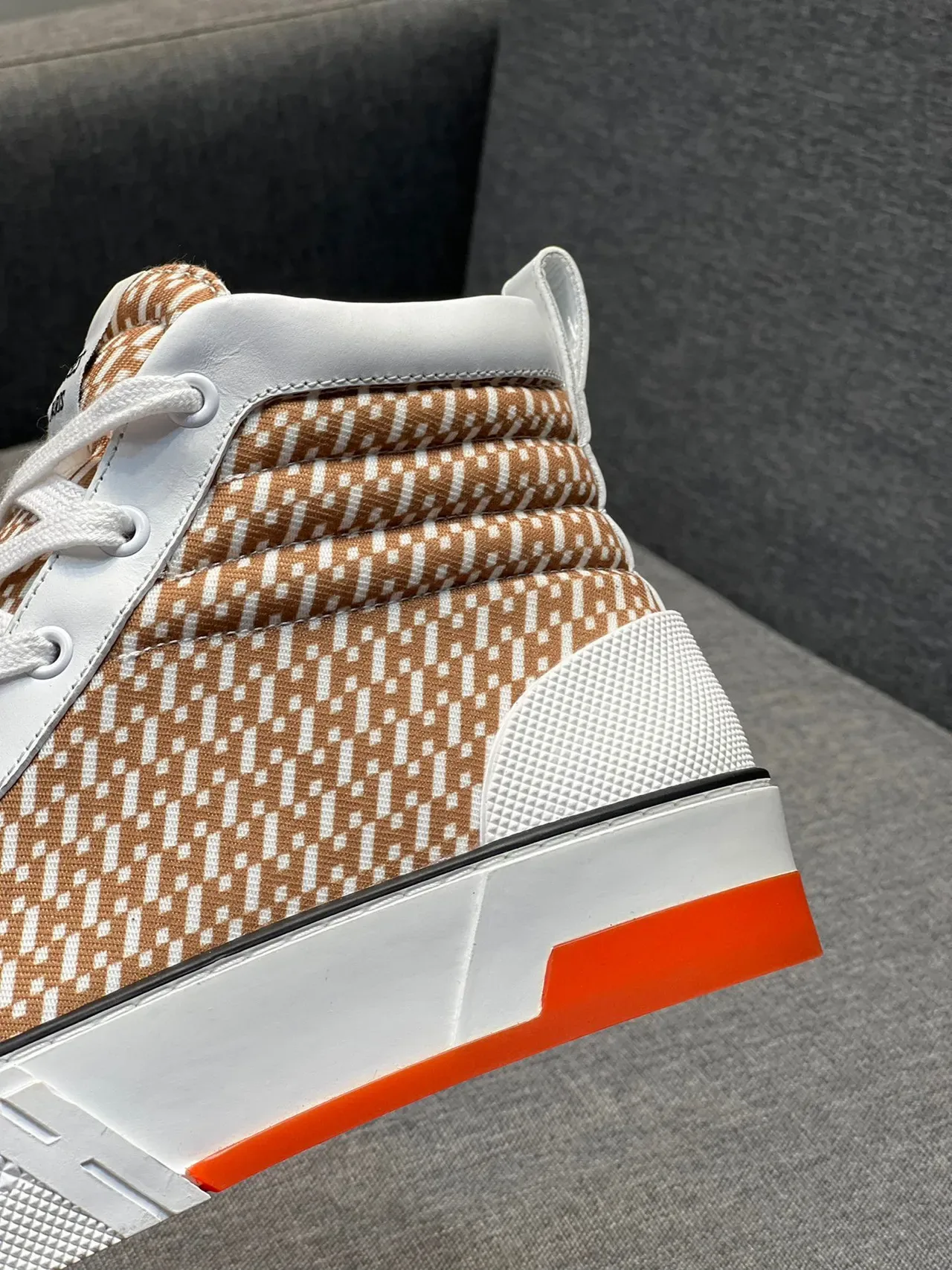Hermès H Cut Geometric Pattern Beige and White Lifestyle Sneakers 8