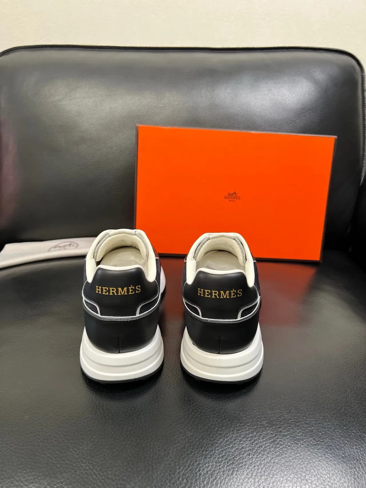 Hermès H Logo Black and White Lifestyle Sneakers 3