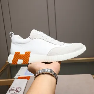 Hermès H Pantin White and Orange Lifestyle Sneakers