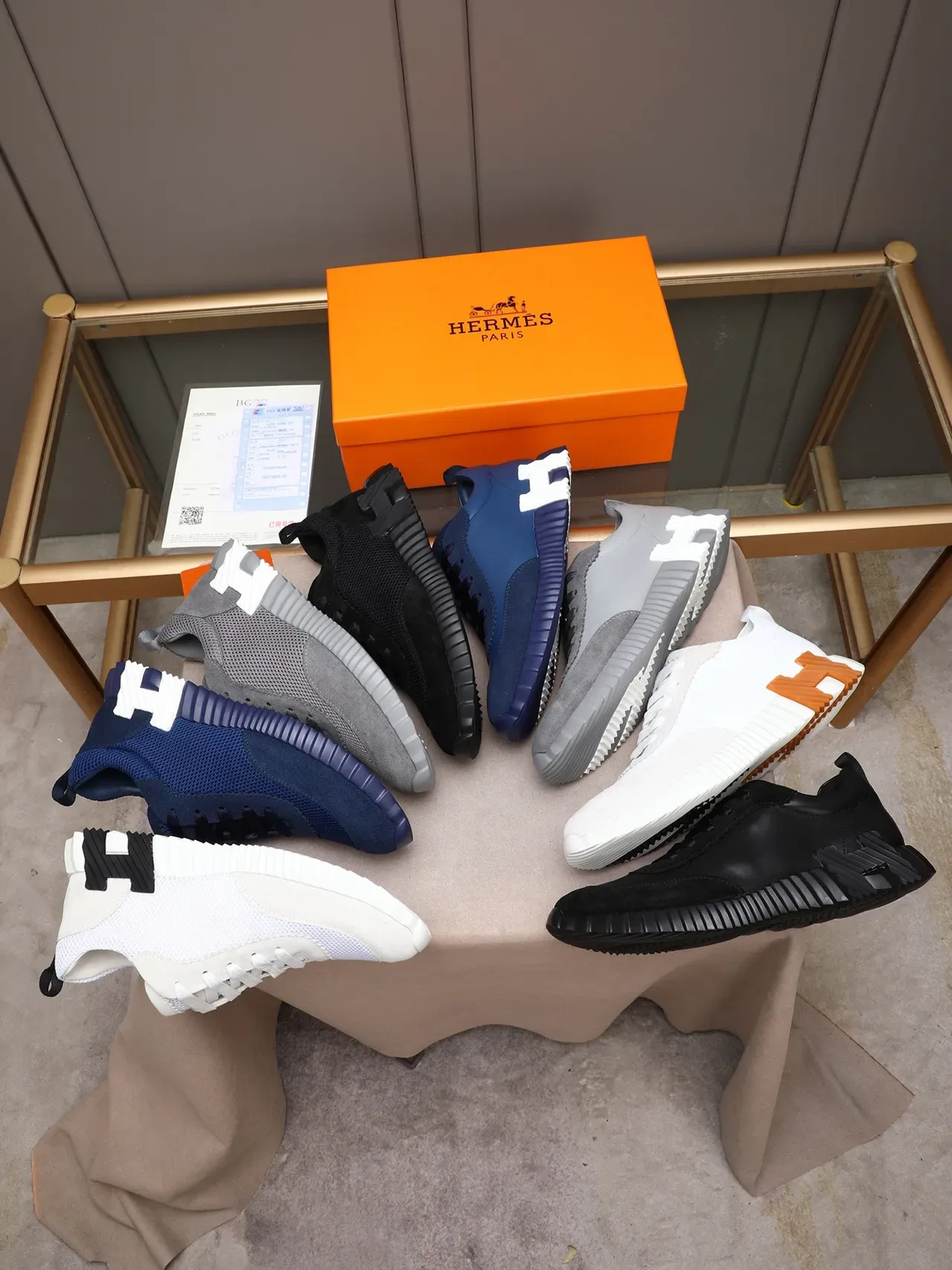 Hermès H Pantin Sneakers Lifestyle Blanc et Orange 2