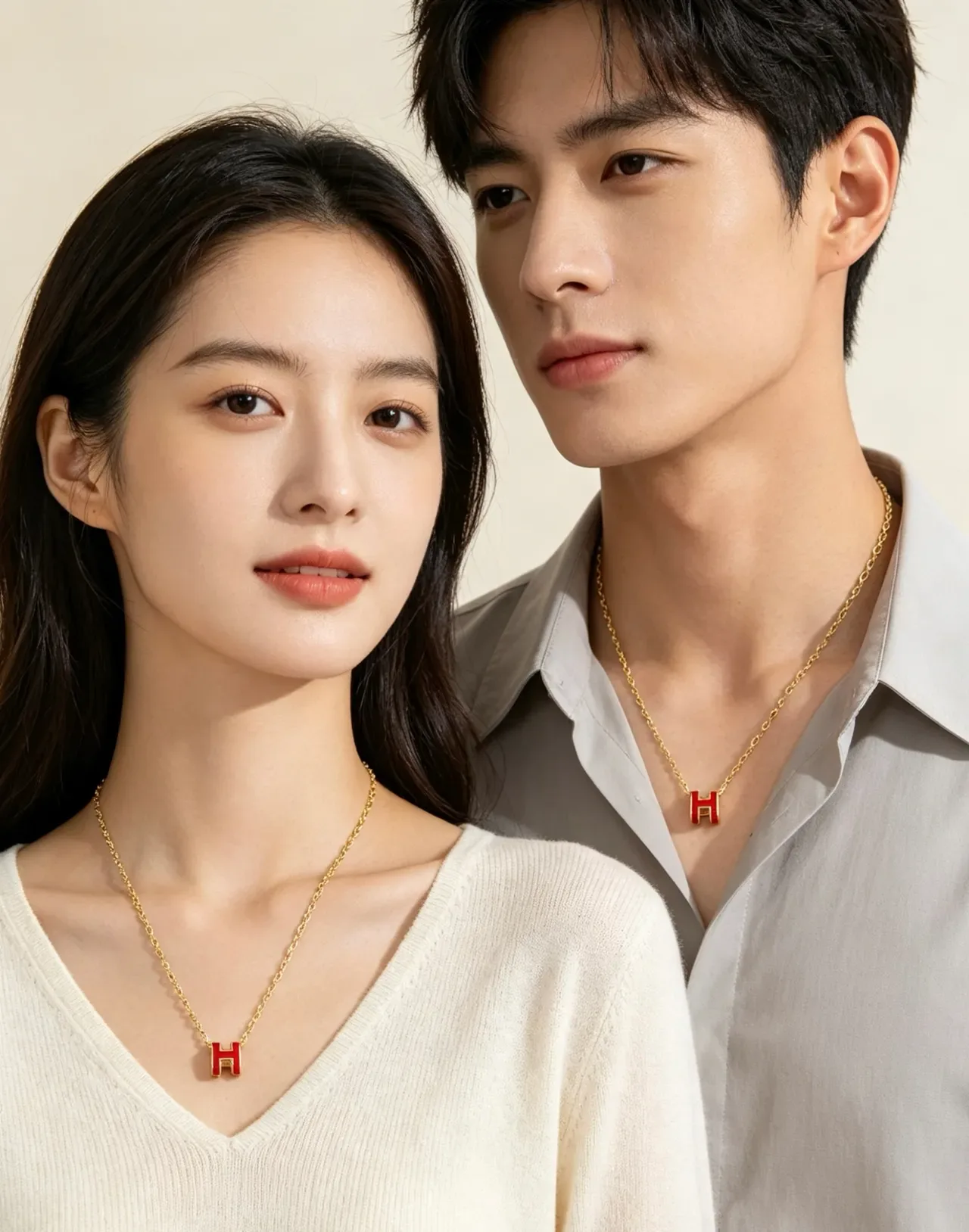Collier Hermès H Pendant Or Rouge Chaîne Mariner-Link Émail Rempli 3