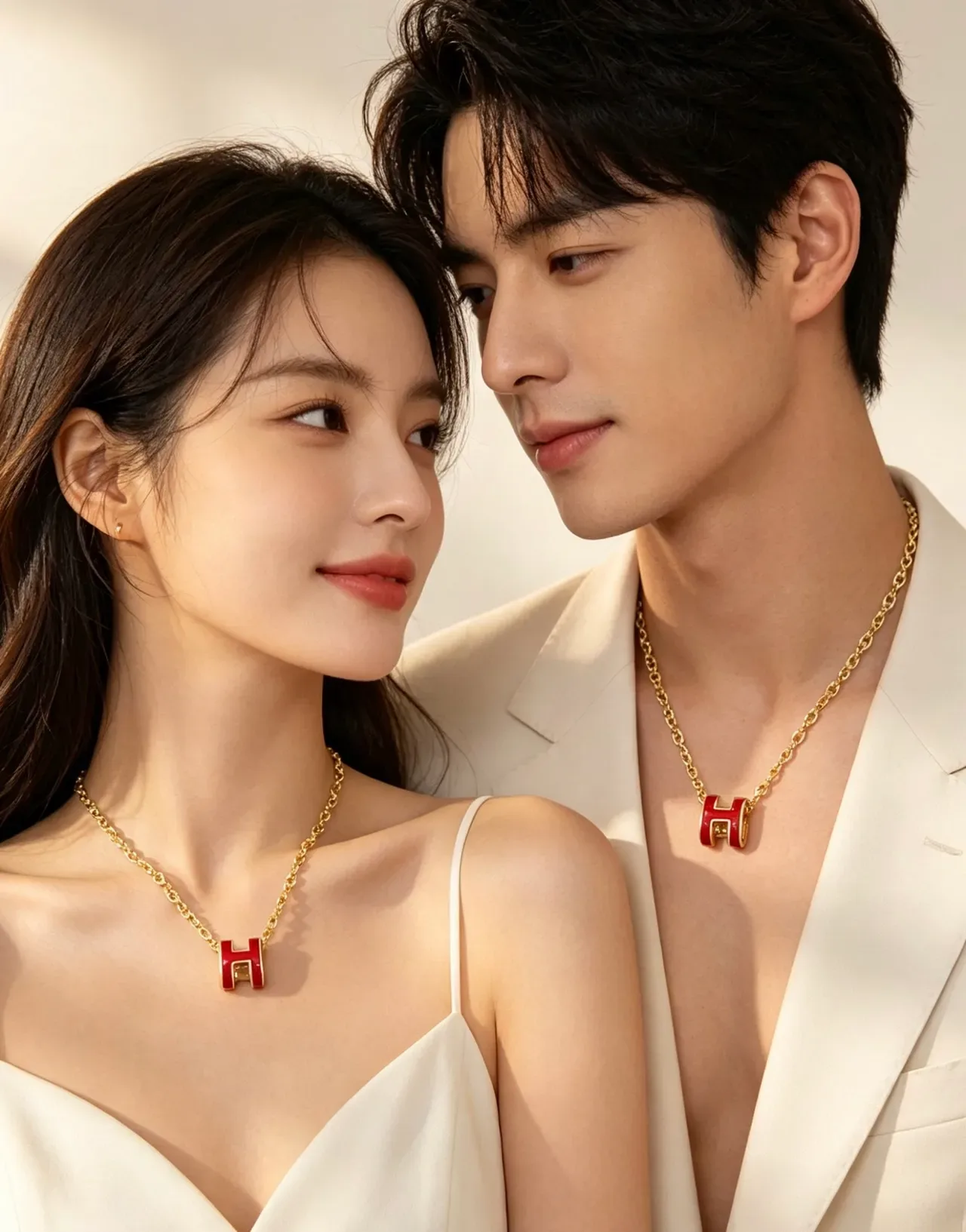 Collier Hermès H Pendant Or Rouge Chaîne Mariner-Link Émail Rempli 8