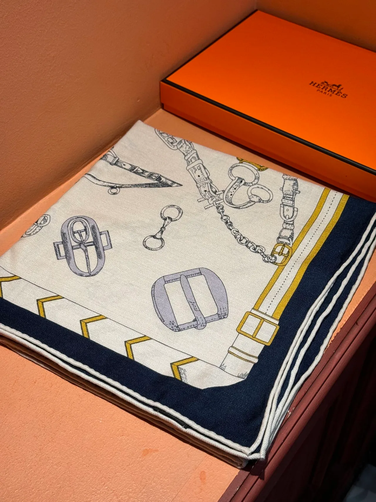 Hermès Les Mécanismes Off-White Silk Scarf 6