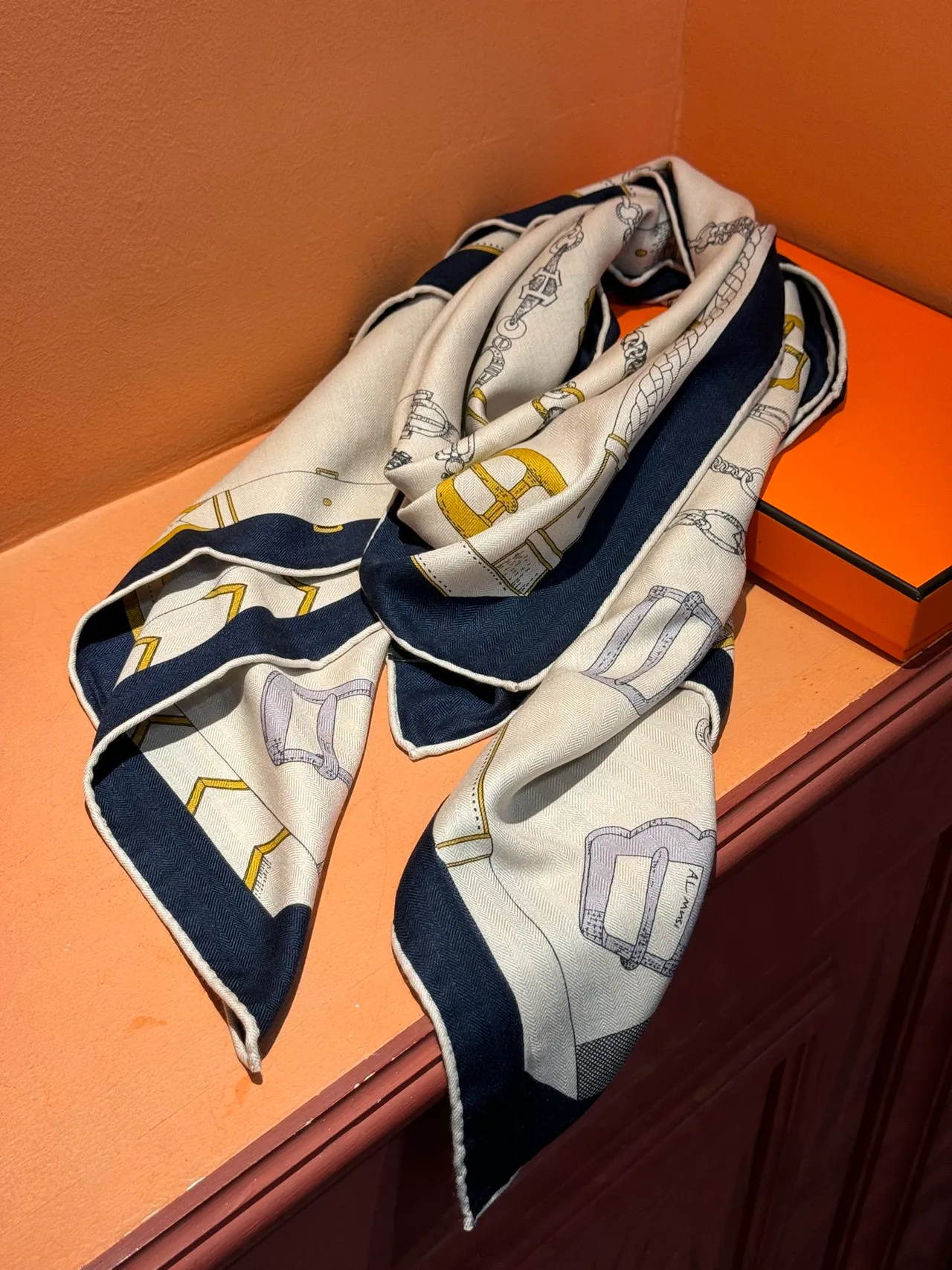 Hermès Les Mécanismes Off-White Silk Scarf 8