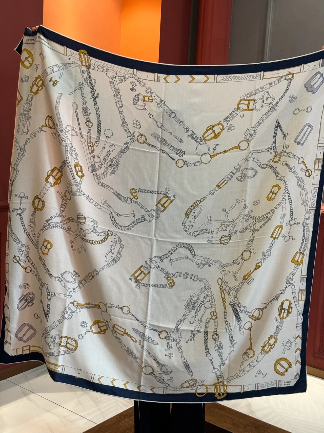 Hermès Les Mécanismes Off-White Silk Scarf 9