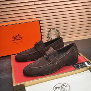 Hermès Oran Marrón Negro Ante H-Buckle Correa Loafer
