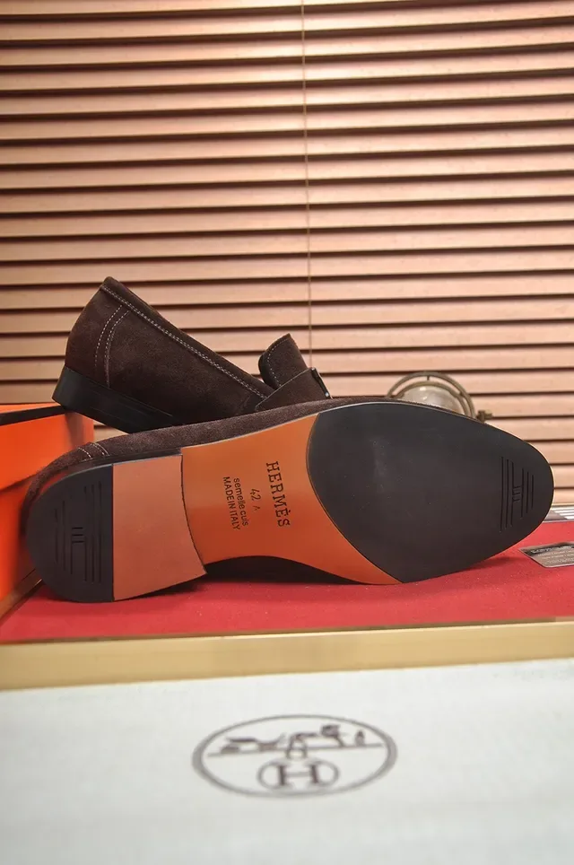 Hermès Oran Marrón Negro Ante H-Buckle Correa Loafer 3