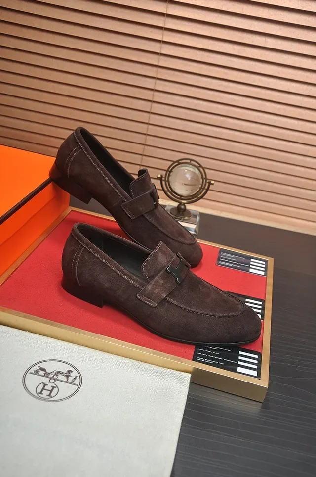 Hermès Oran Marrón Negro Ante H-Buckle Correa Loafer 4