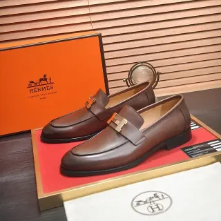 Hermès Oran Mocasin Cuero Marrón H-Buckle