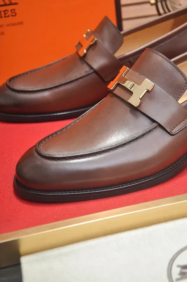 Hermès Oran Mocassins Couro Marrom H-Buckle 2