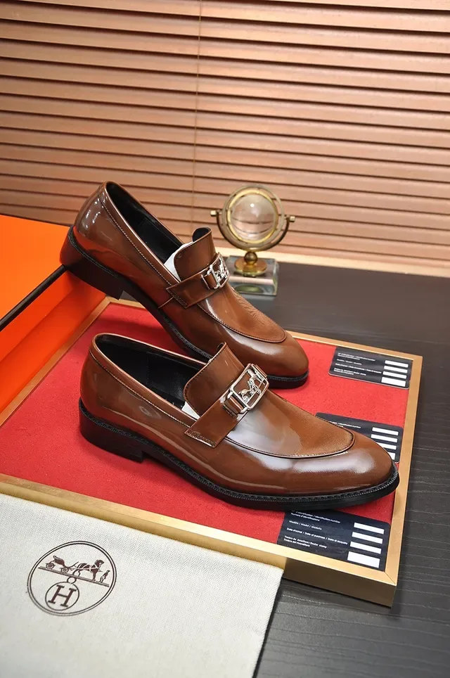 Hermès Oran Brown Polished Leather Double Monk Strap Loafers 4