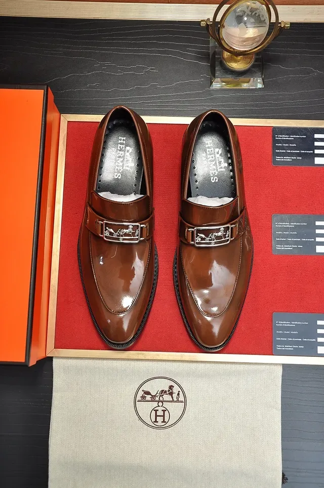 Hermès Oran Brown Polished Leather Double Monk Strap Loafers 5