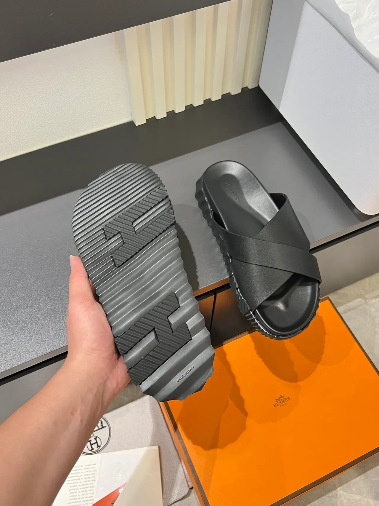 Hermès Oran Cross-Strap Slide Slippers 6