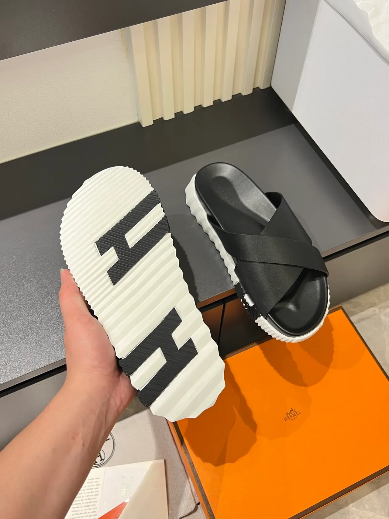 Hermès Oran Cross-Strap Slide Slippers 7