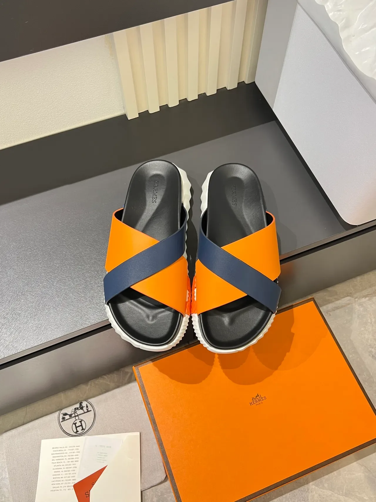 Hermès Oran Cross-Strap Slide Slippers 16